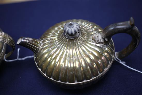 A George III silver bachelors teapot & a George IV sugar bowl.